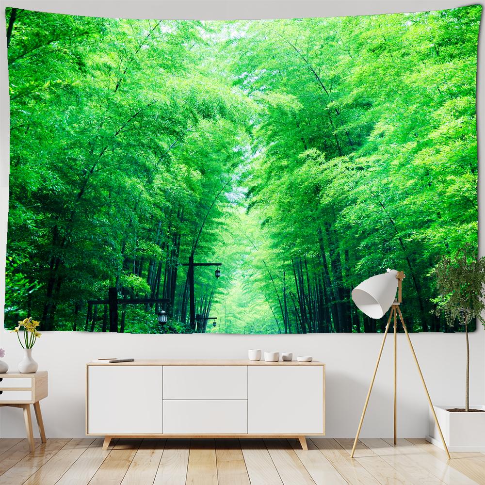 Пальмовый лист Зеленая ботаника Гобелен Листья подорожника Растения тропических лесов Юго-Восточной Азии Настенный гобелен Настенная ткань