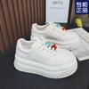 2025 Spring New Versatile College Style Fashion Board Shoes Thin Sports and Leisure Shoes Thick Sole Height Increase White Shoes Women