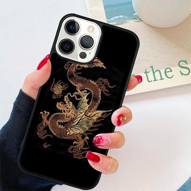 Традиционный китайский чехол-накладка с золотым драконом для iPhone 17 Air 15 16 Pro Max 14 13 12 11 Pro Max Plus