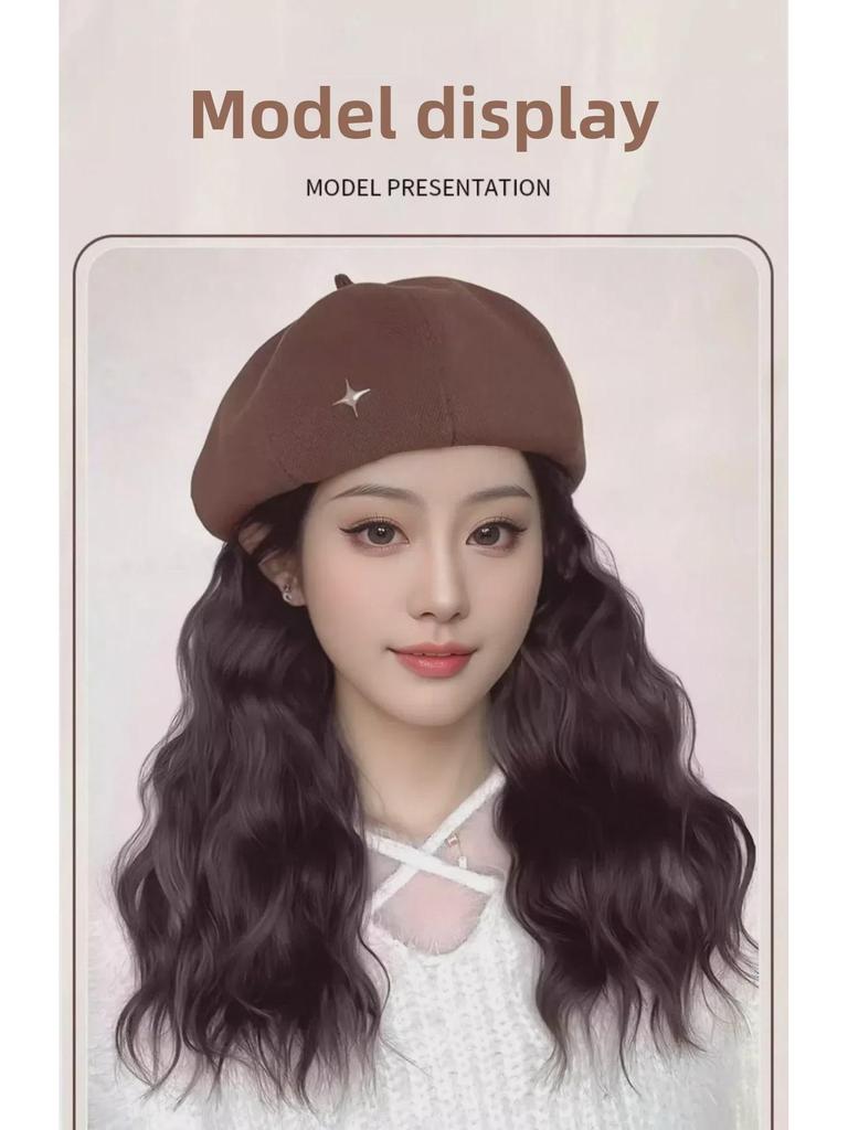 Универсальный парик-берет для женщин: Стильный длинный вьющийся и прямой парик со съемной шапочкой