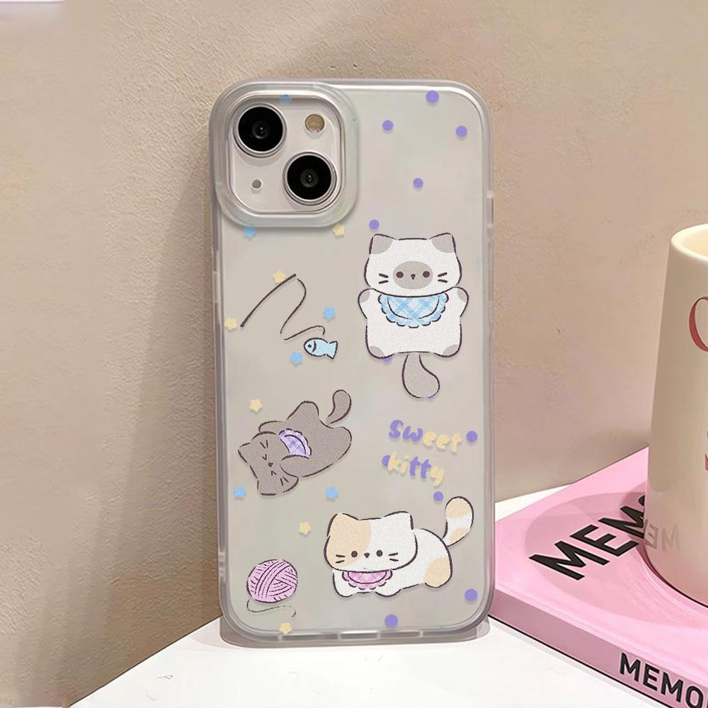Abstract Art Cat Phone Case For iPhone 15 Pro Case iPhone 11 13 16 12 14 Pro Max 12 13 Mini 15 16 Plus Shockproof Silicone Cover