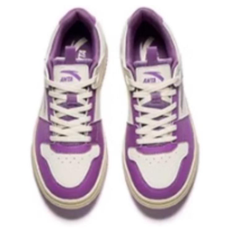 Anta Yuan Qi Non slip Lightweight Low top Skateboard Shoes Women's White Purple 922448019-5
