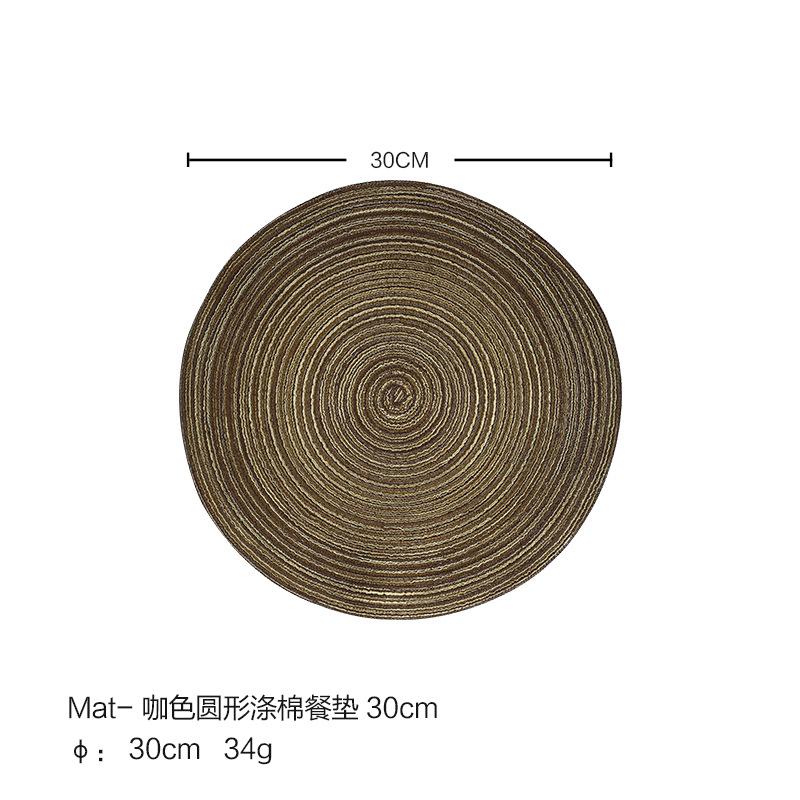 Spot straight hair for round polyester cotton placemat large table mat woven household pot mat coaster tableware