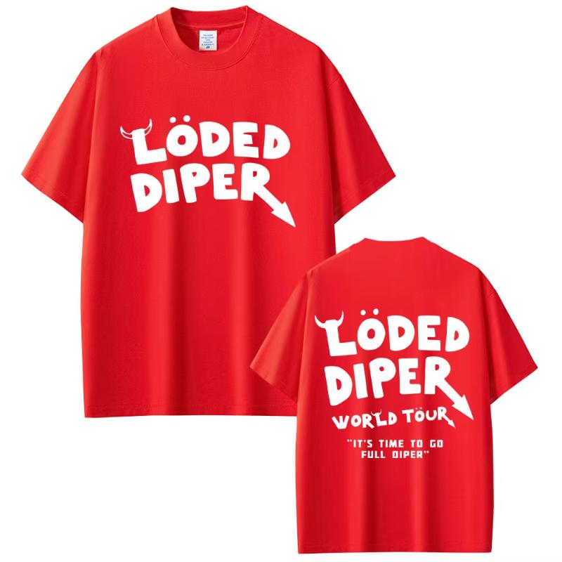 Футболка Loded Diper World Tour Унисекс Женская Одежда Винтажная Рок Оверсайз Футболки с Коротким Рукавом Унисекс Повседневные Хлопковые Футболки