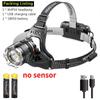 Ultra Bright White Laser LED Headlight Wave Sensing Zoom Flashlight Rechargeable Outdoor Night Fishing Head Mounted Headlight