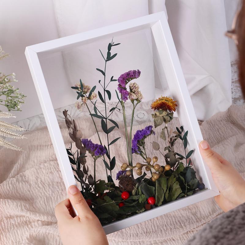 Фоторамка из сухоцветов DIY трехмерная полая рамка Двусторонняя вечная роза размещение сухоцветов декор