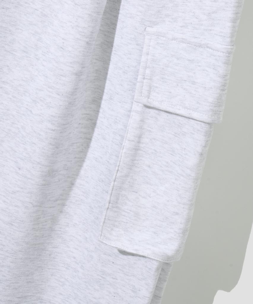 AGOD Single-Pleat Cargo Sweatpants [White Melange]