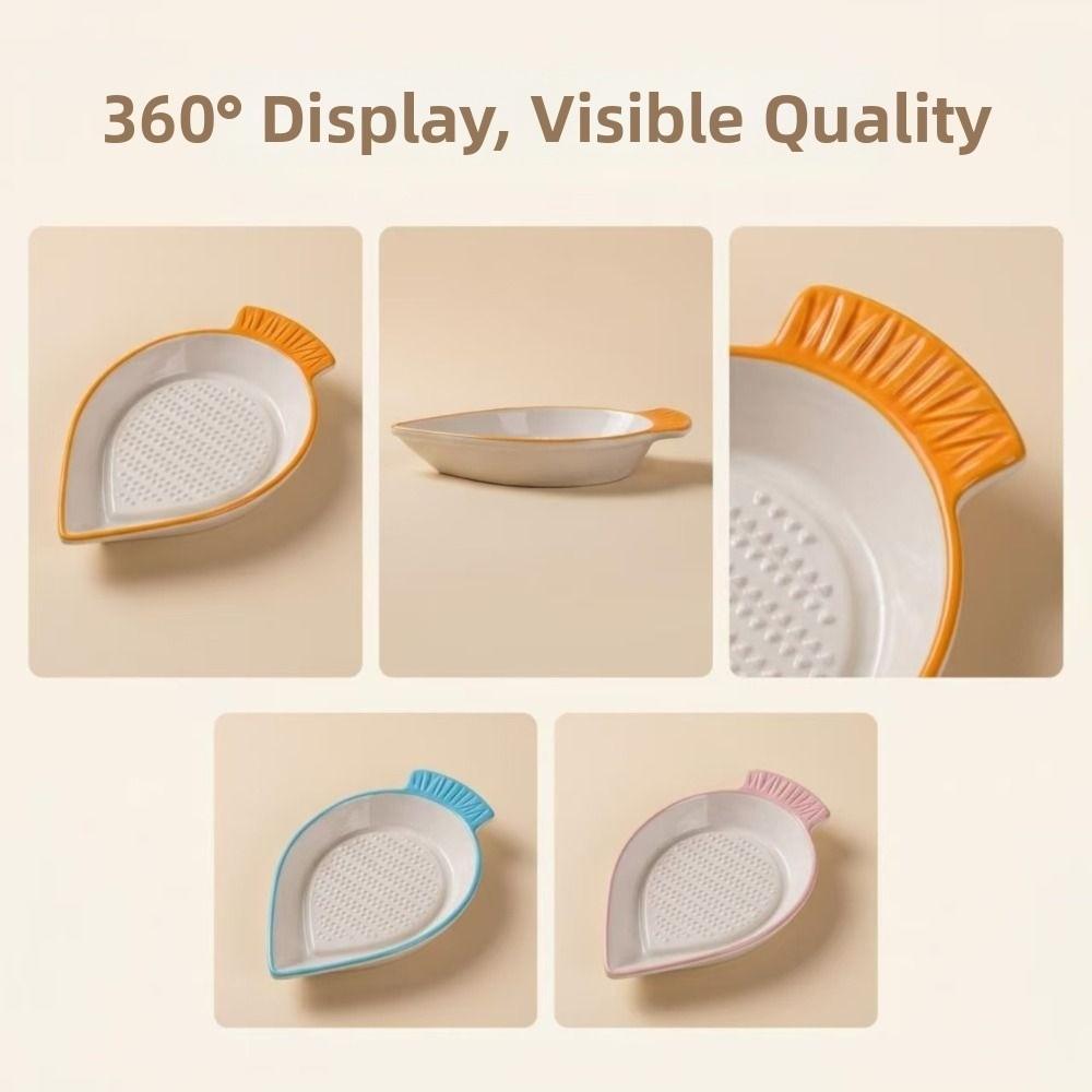 Ceramic Garlic Ginger Grater Non-Slip Garlic Shredding Plate Seasoning Dipping Dish Restaurants