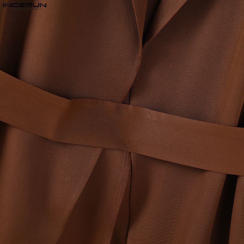 INCERUN Мужские наряды Пиковый лацкан Длинный рукав Необычный блейзер Ветровка Длинные брюки Повседневные костюмы-двойки