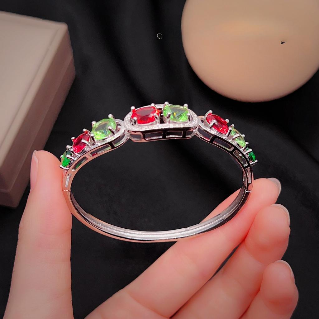Internet Celebrity Live Streaming Candy Series Imitation Natural Colored Tourmaline Bracelet, Brilliant Colorful Treasure Buckle Bracelet