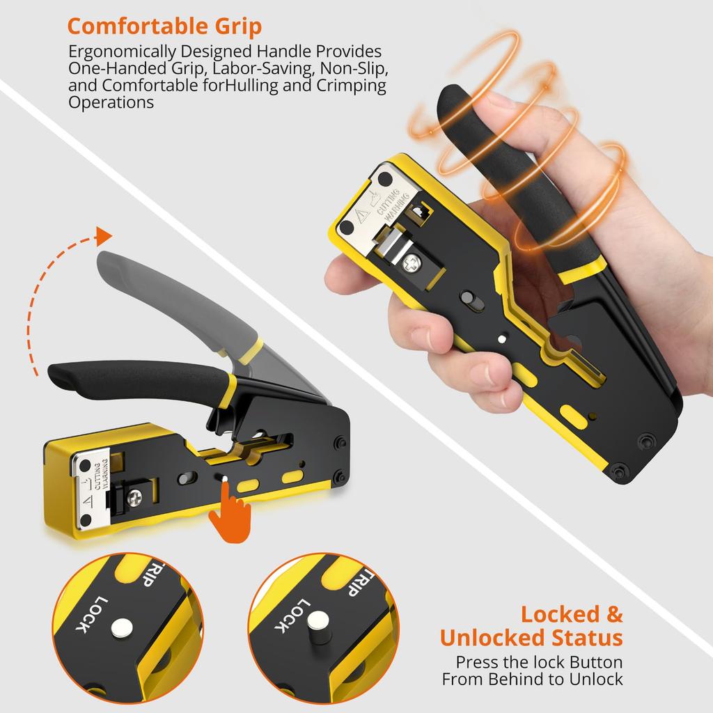 Proster Обжимной инструмент для разъемов RJ45 LAN, обжимной инструмент для разъемов LAN CAT6, защитная замена, японская инструкция по эксплуатации, совместимый с