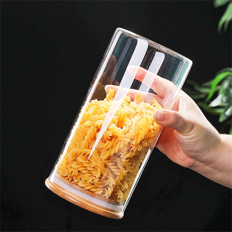 Стеклянная банка с бамбуковой крышкой, герметичная канистра, бутылки для хранения продуктов, контейнер для хранения рассыпного чая, кофейных зерен, кухонные принадлежности