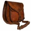 Vintage Saddle Bag Genuine Goat Leather Brown Messenger Shoulder Cross Body Bag