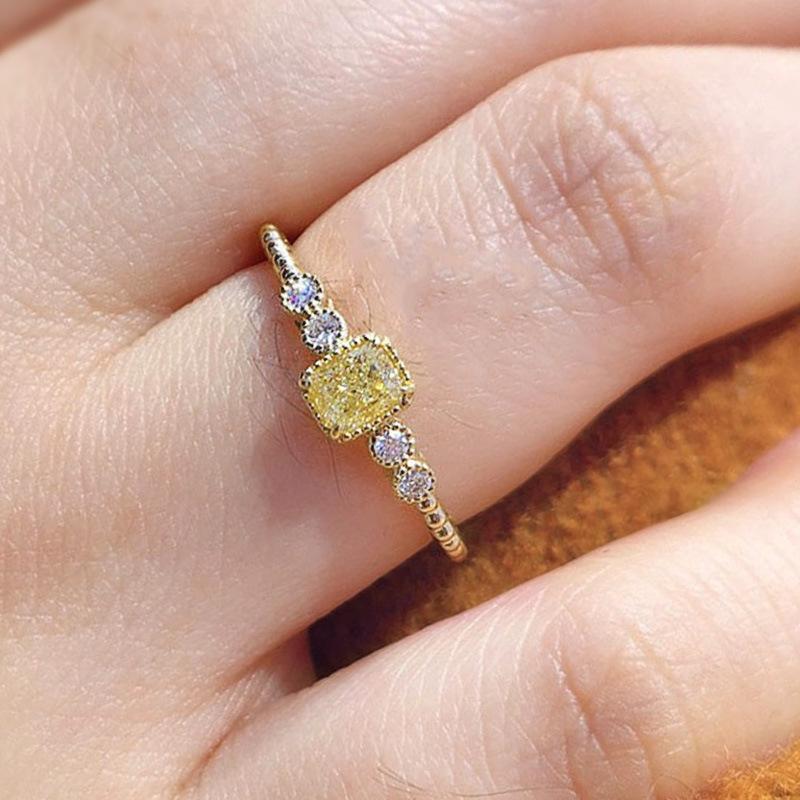 1 шт. Модное кольцо с инкрустацией синтетическим цирконом, квадратная геометрическая элегантность, одинарное кольцо, модное кольцо