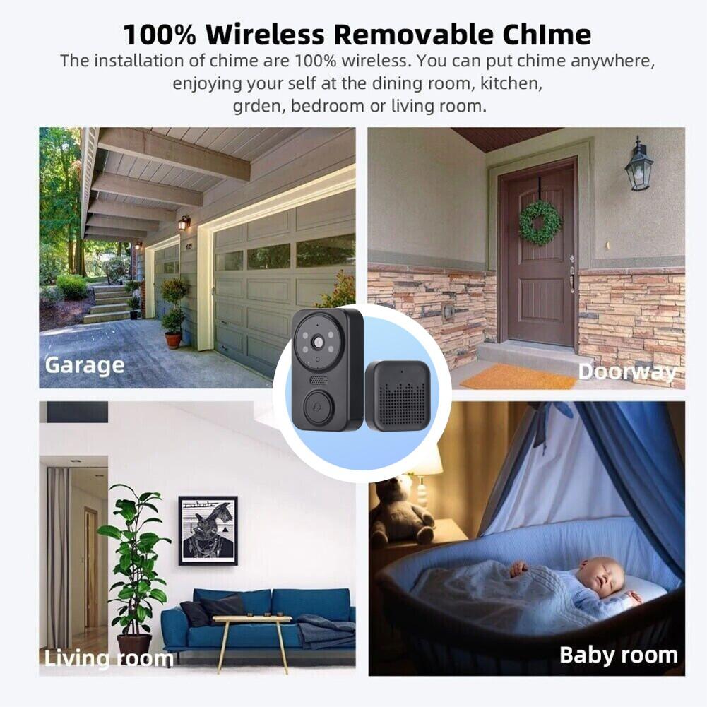 Wi-Fi видео дверной звонок, умный беспроводной дверной звонок, 2,4G, дверная камера ночного видения, поддержка двусторонней аудиосвязи