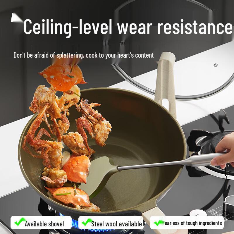 COOKER KING Titanium Ceramic Non-stick Flat Bottom Wok, 32cm