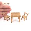 3Pcs/Set Resin Table Chairs Miniatures Doll Accessories Micro Landscape Decor Home Garden