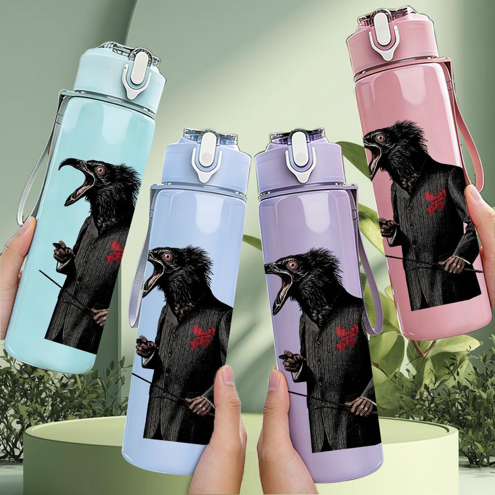 1PC Black Cowboy Silhouette Minimalist Print 750ml Portable Sports Water Bottle Leakproof Gym Outdoor Travel Drink Cup