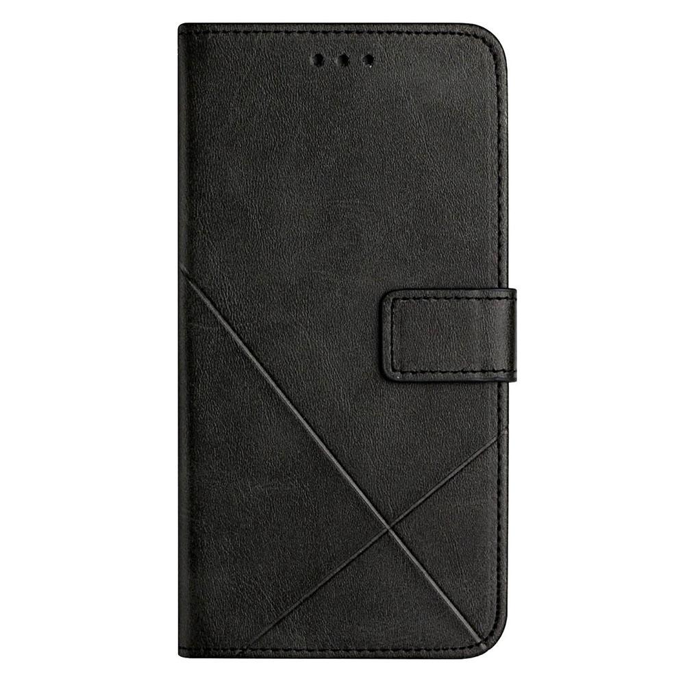 For Xiaomi Redmi 12C 4G Line Imprinting Phone Case Solid Color PU Leather Flip Wallet Cover with Stand