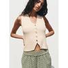 Summer New Product Women's Clothes Minimalist Style Decorated Row Button Fashionable Knitted V Neck Sleeveless Vest Style Tops 6771063