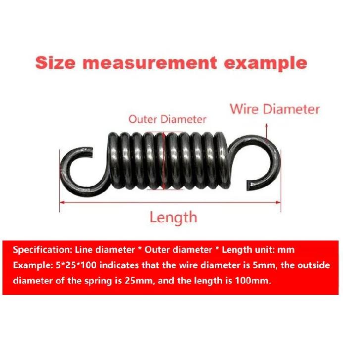 Spring Steel Single Hook Spring Tension Spring Wire Dia 3.0mm Outer Dia 16/20/25mm Length 50/100/110/120/130/150/160/180/200/280