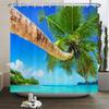 Высококачественные тканевые шторки для душа с принтом "Солнечный пляж", морской пейзаж, водонепроницаемые изделия, декор для ванной комнаты, с 12 крючками