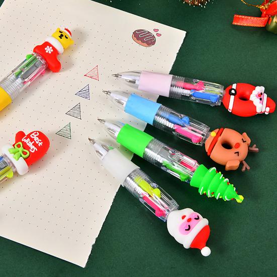 20 шт. шариковых ручек с выдвижной ручкой 0,7 мм с рисунком «Веселые ручки для детей» Санта-Клауса и снеговика