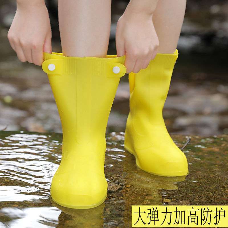 Waterproof Rain Shoe Cover Heightened and Thickened Portable Adult Wear-resistant Water Shoes Outdoor Student High Tube Foot Cover Non-slip Boots