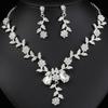 GemChic Women's New Exquisite Alloy Branch Flower Crystal Rhinestone Drops Collarbone Necklace Earrings Two Piece Set Birthday Christmas Jewelry Gift