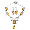 Citrine Quartz Gemstone Birthday Gift Jewelry Necklace & Earrings 18-20