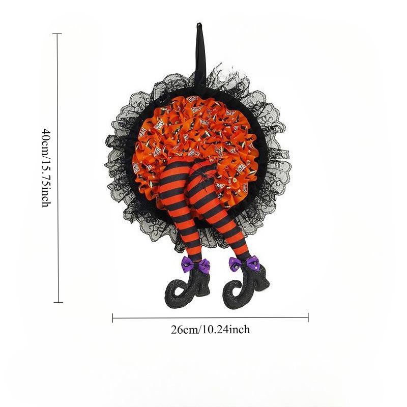 1 Pcs Halloween Witch Hat Leg Door Wreath Halloween Wreath Door Hanging Terrifying Atmosphere Decoration Happy Party Supplies
