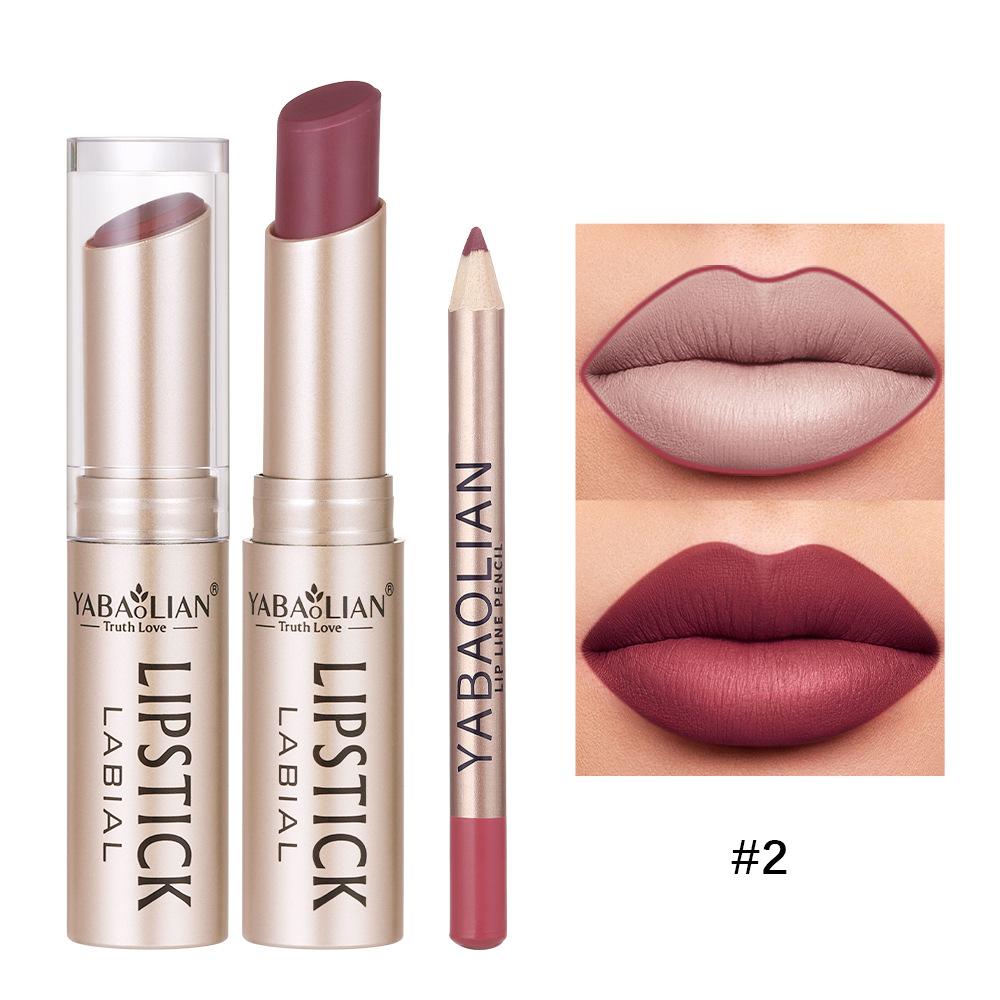 Lipstick Lip Line 2-в-1 Карандаш для губ с антипригарным покрытием Стойкая водостойкая матовая помада Набор помад 12 цветов