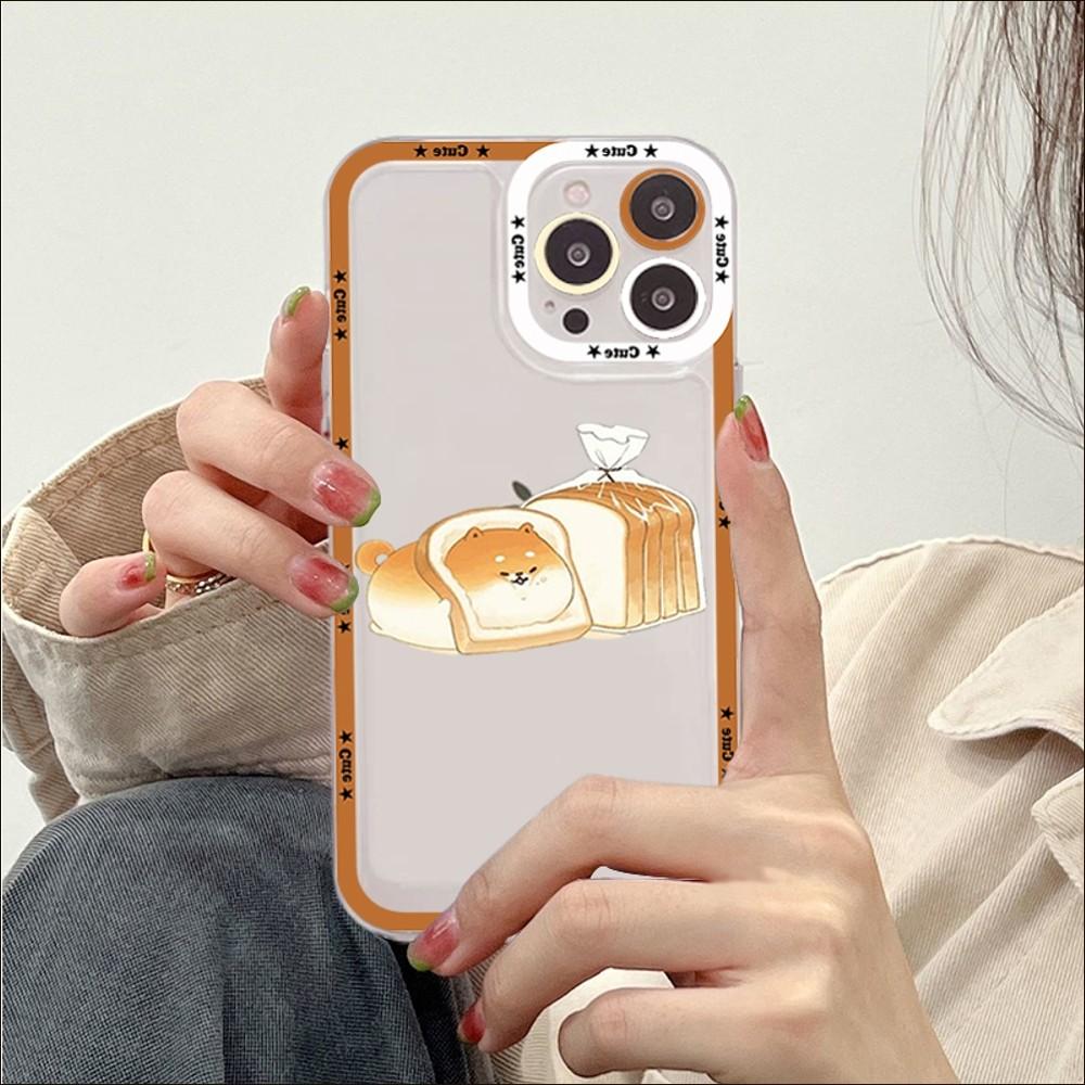 Чехол для телефона с собакой Сиба-ину Yeastken Bread для iPhone 14 13 12 11 Pro Max Mini X Xs XR 6 7 8 Plus SE 2020 Прозрачный чехол