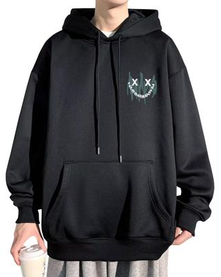 Худи Bligo Plus Size Solid Loose Long Smiley Cute Korean Long, идеально подходит для мужчин и женщин. Цвет, простой крой, рукава, популярный принт, модный.
