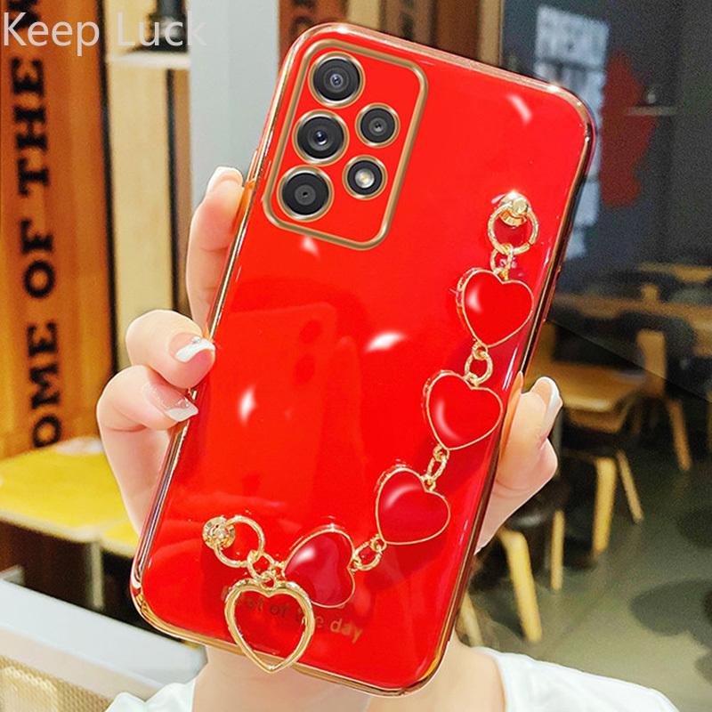 Для Samsung A13 чехол Love браслет с цепочкой силиконовый чехол для Samsung Galaxy A23 A33 A53 A73 A32 A12 A52 A72 A02S A31 Coque