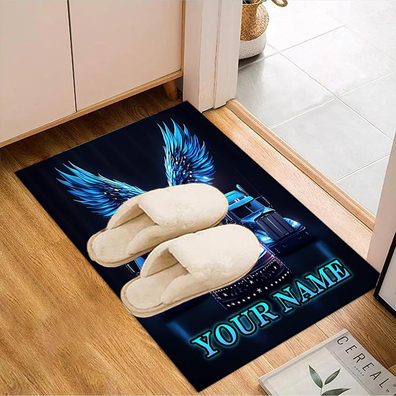 1PC Custom Name Truck Dreams Eagle Wings Theme Floor Mat Ideal for Living Room, Game Rooms, Office, Bedroom,Floor Mat Playful Design