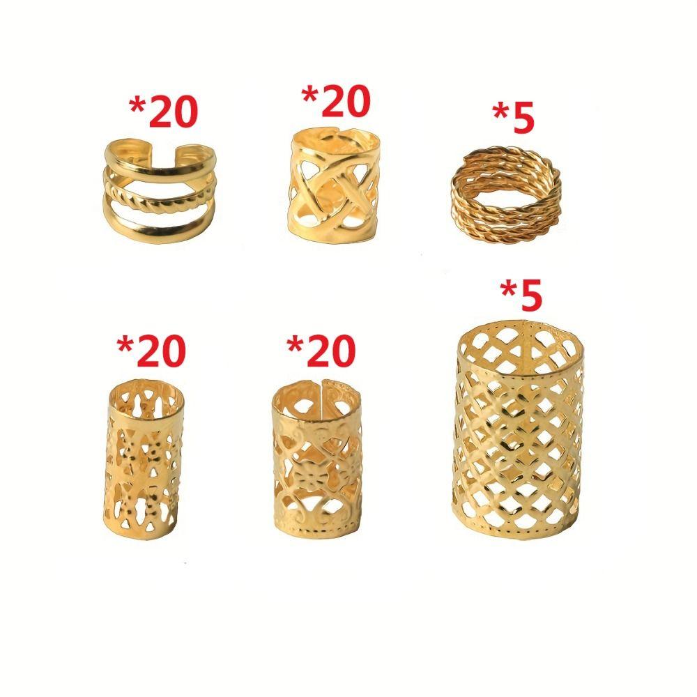 90 шт. Металлические зажимы-манжеты Ажурные кольца для волос Дреды Трубки для плетения волос Бусины для дредов Женские