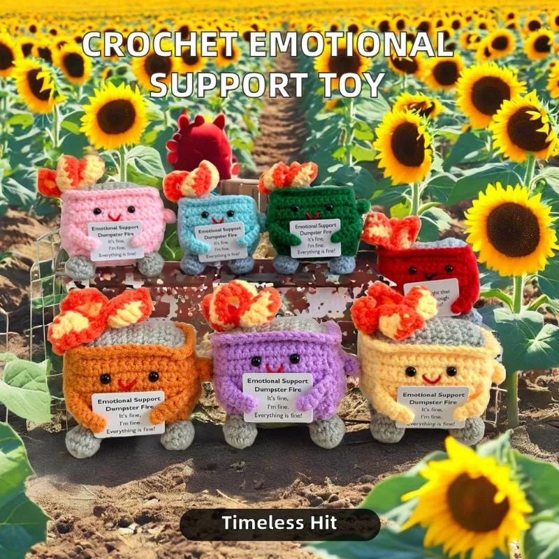 Вязание крючком мусорного контейнера Пожарная эмоциональная поддержка мусорного контейнера Пожарная поддержка коллега Позитивный Вязание крючком мусорного контейнера Пожарная кукла Игрушка Подарки