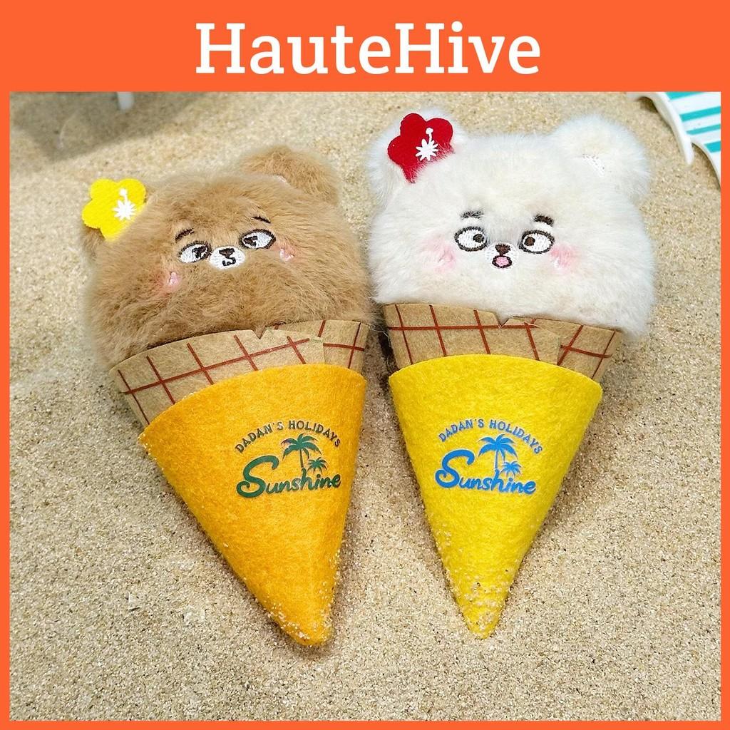 Ice Bear Cream Plush Keychain With Flower Decoration For Teens And Collectors