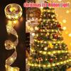 1/5M Christmas Decoration LED Ribbon Lights Christmas Tree Ornaments DIY Lace Bows String Light Navidad Home Decoration New Year