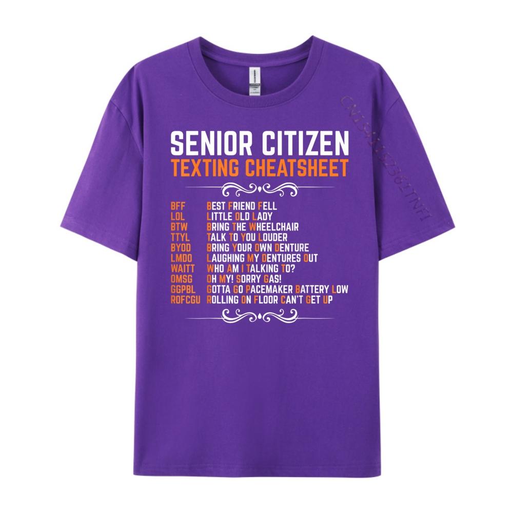 Funny Senior Citizens Texting Code Cheatsheet Grandpa Luxury T Shirt Men High Quality Christmas Valentines Day Gift TShirt