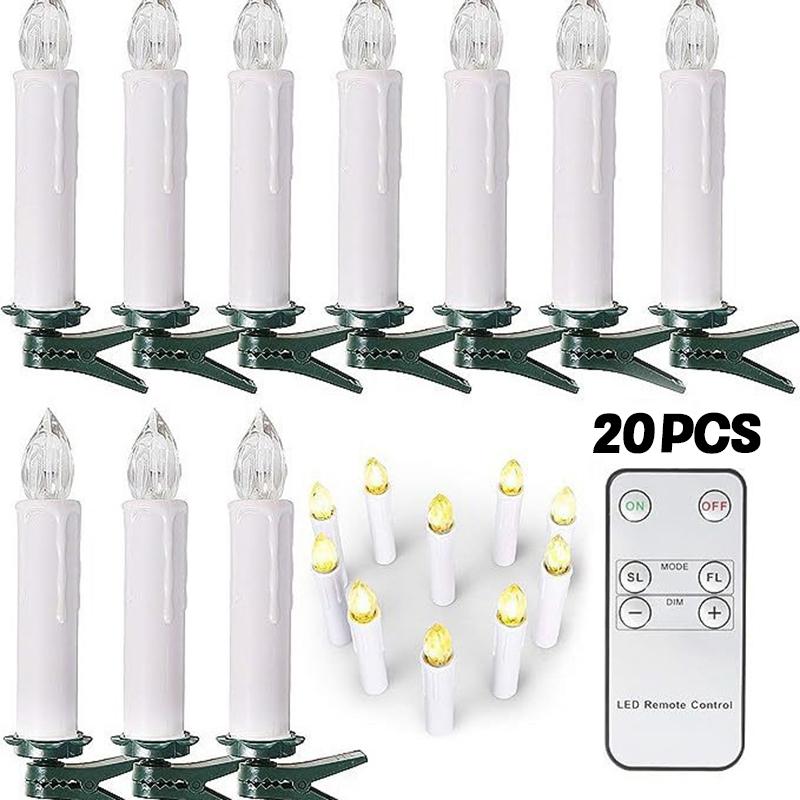 10/20Pcs Led Candle Lights Solar-Powered String Lights Christmas And Easter Outdoor Patio Clip-On Decorative