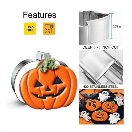 6 шт./компл., формочка для печенья на Хэллоуин, из нержавеющей стали, легкосъемный пресс, сделай сам, тыква, призрак, череп, печенье, набор форм, кухонные инструменты для выпечки