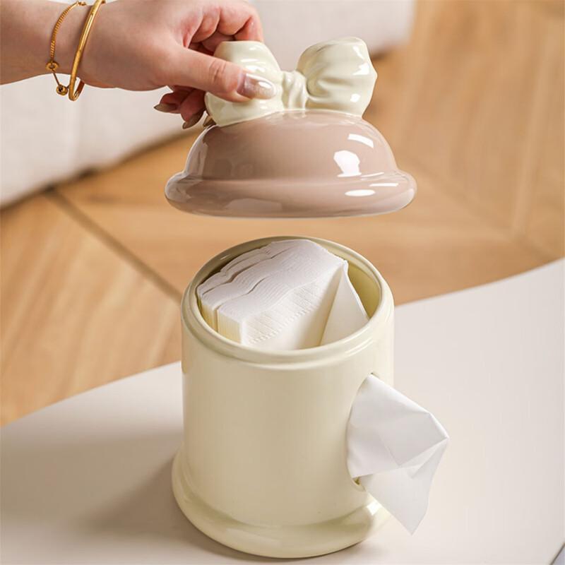 Керамическая коробка для салфеток ZISIZ с бантом