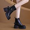 Мода Модные ботильоны на толстом каблуке женские осенне-зимние короткие плюшевые ботинки на платформе женские с пряжкой на ремне готические из искусственной кожи Botas Mujer