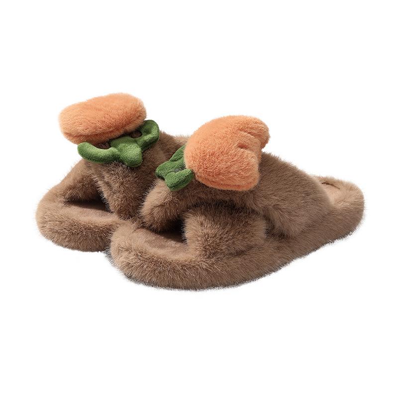 Высококлассные модные пушистые тапочки 2025 осень-зима новая домашняя теплая уличная одежда нескользящие бархатные хлопковые тапочки женские