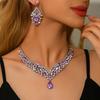 2Pcs/set Crystal Bridal Necklaces Earrings Elegant Necklace Earrings Set  Banquet