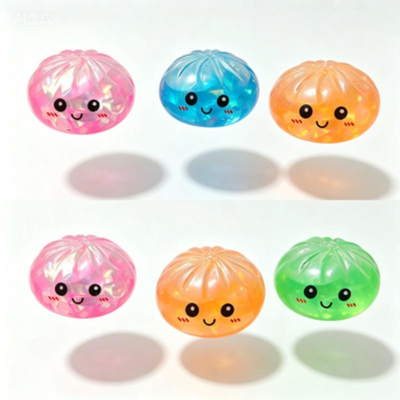 Colorful Ribbon Buns - A Fun and Colorful Shiny Style Baking Toy for Stress Relief and Venting. Transparent Coloration.