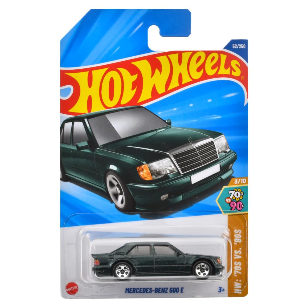 Hot Wheels Базовая машина Mercedes-Benz 500E Игрушечный автомобиль Мини-машинка для детей от 3 лет Зеленый JFN67