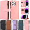 Wallet 9 Card Flip Zipper Leather Case for for Samsung S23 S22 S21 S20 Ultra Plus A13 A14 A54 A53 iPhone 15 14 Plus 13 12 11 Pro Max X XR XS Max 8P 7P